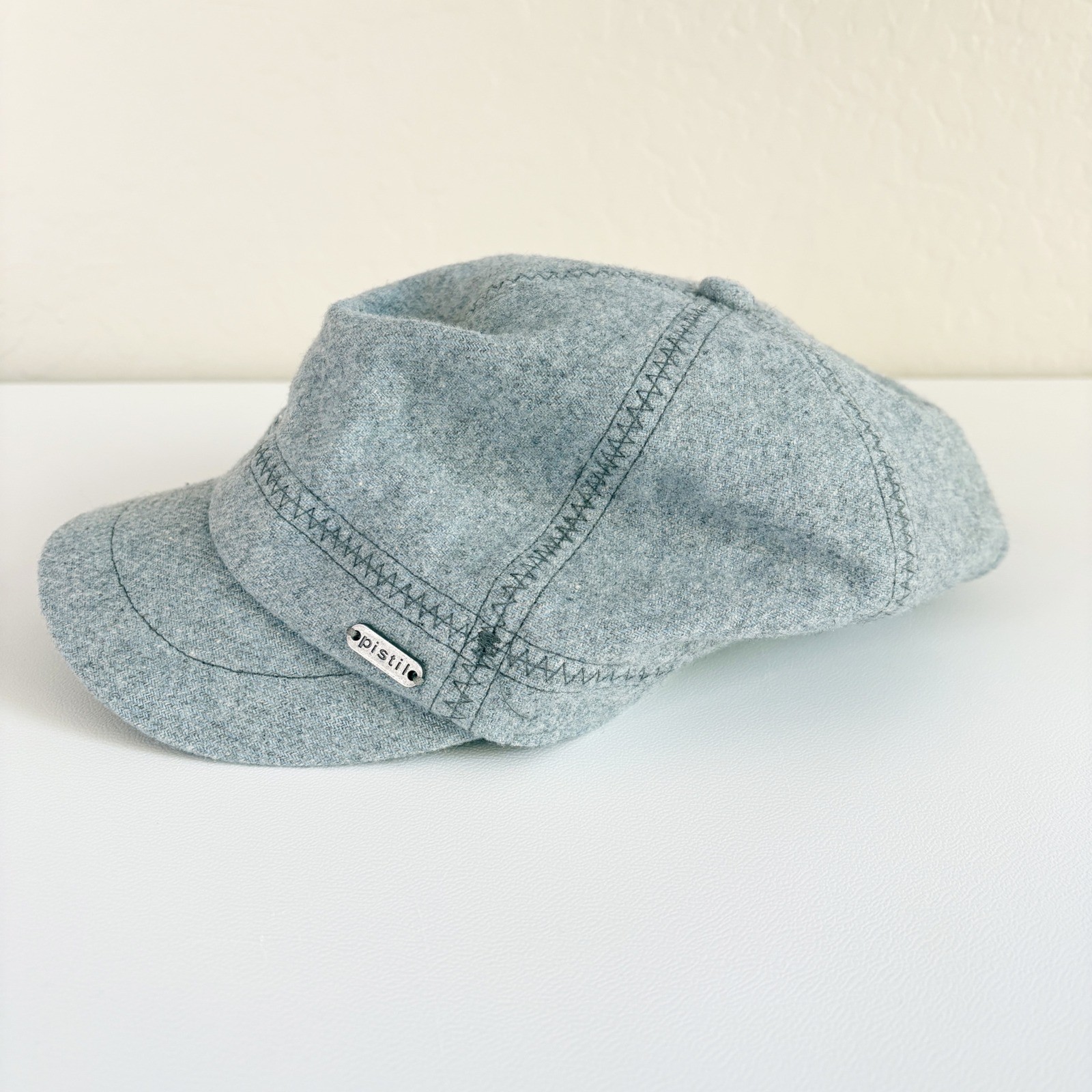 Pistil Womens Blue Wool Blend Adjustable Cadet Military Newsboy Hat OS