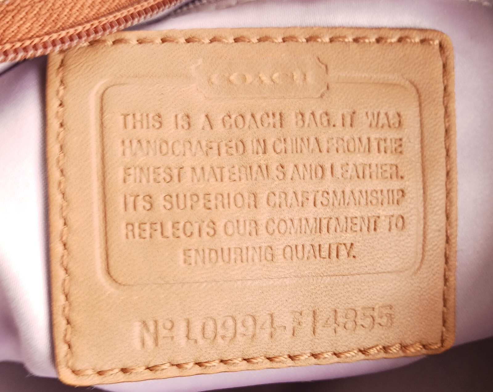 Coach F14855 SMALL Leah Beige Canvas Logo Turnlock Detail Crossbody