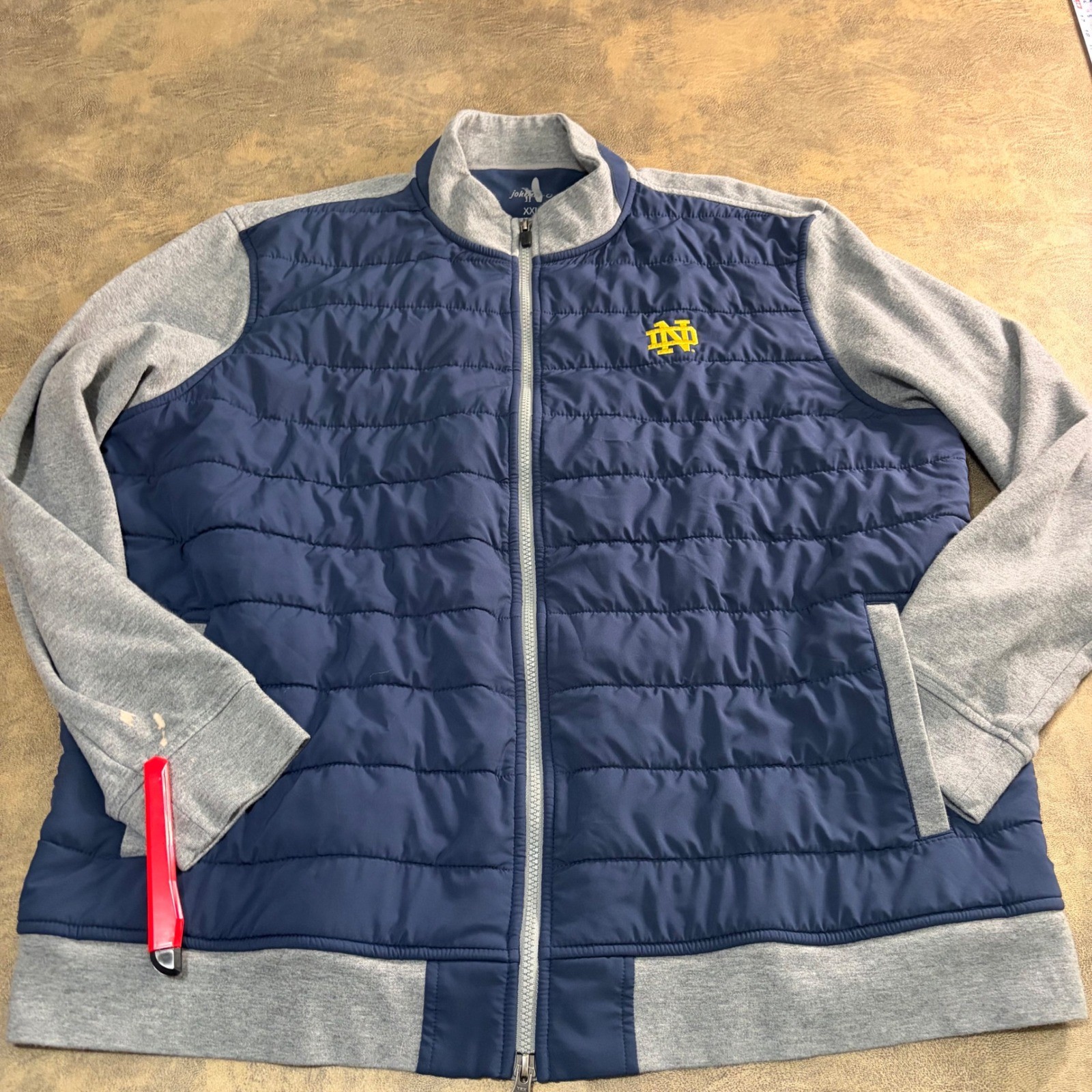 johnnie-O Barley Jacket Mens XXL Navy Blue Notre Dame Quilted Hybrid JMJK1760