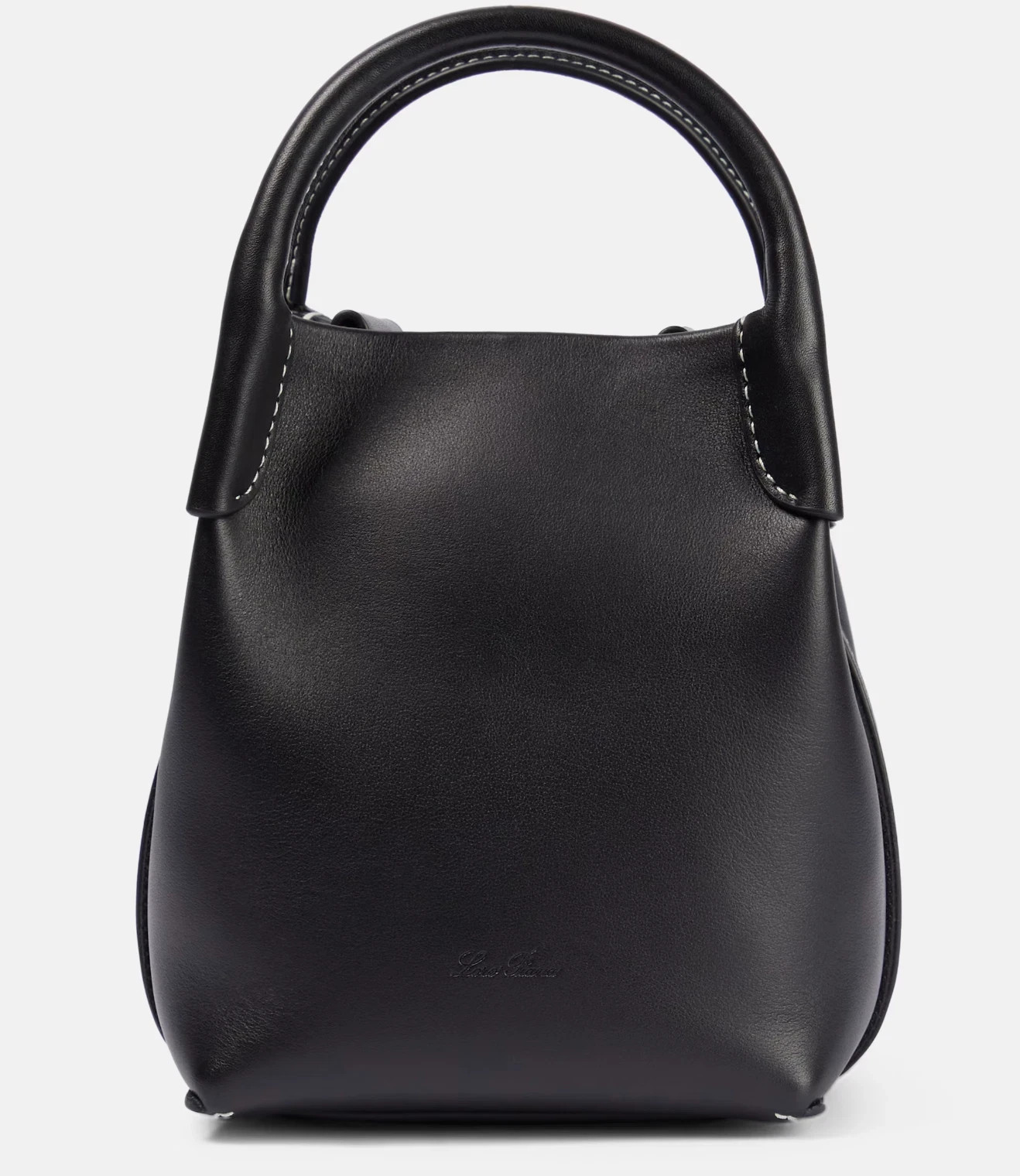Loro Piana Bale Small Bag Black Calfskin Leather