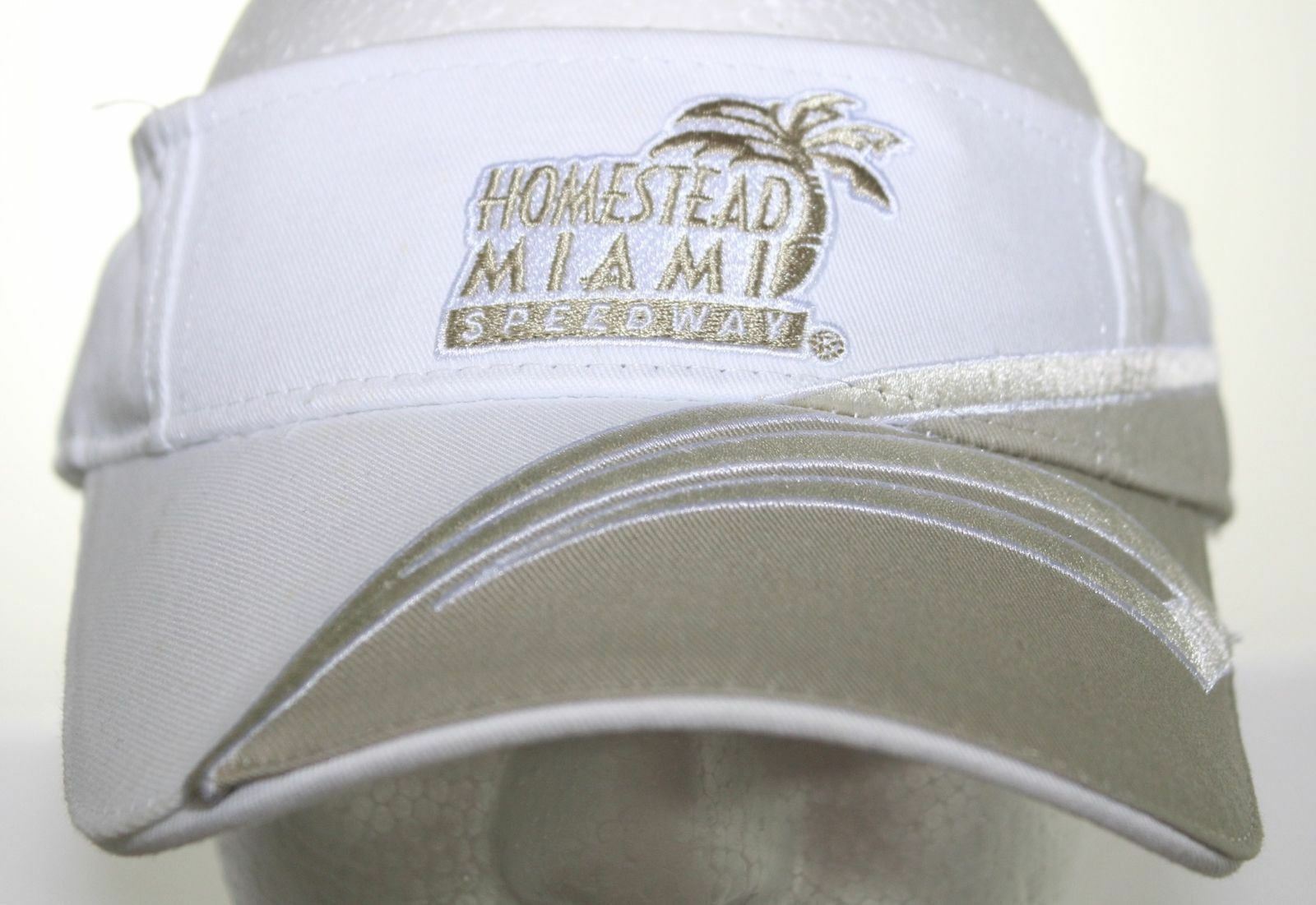 Homestead Miami Speedway 1 Sz White Visor Cap ISC Motor Sports NASCAR Racing Hat