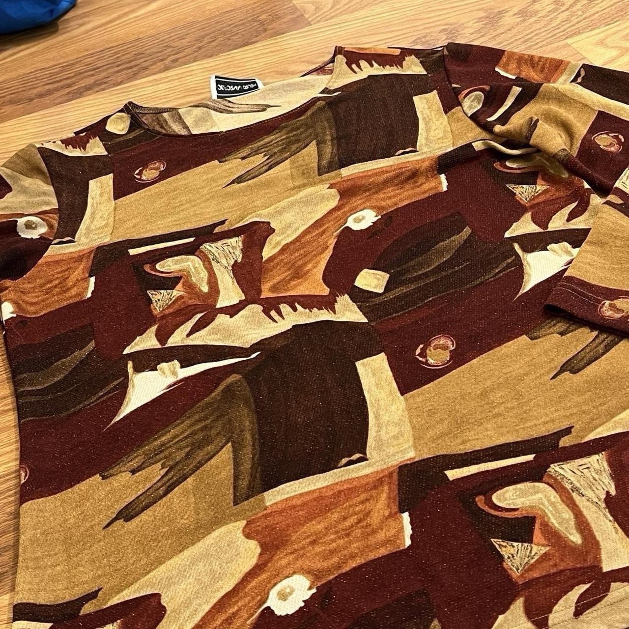 Women’s Abstract Pullover Top L Fall Colored Long Sleeve