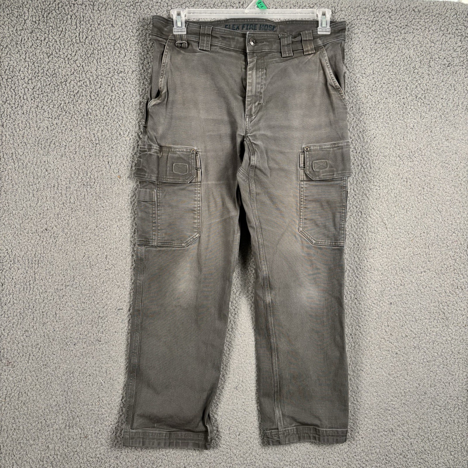 Duluth Trading Co Flex Fire Hose Cargo Pants Mens 34×30 Gray Work Utility