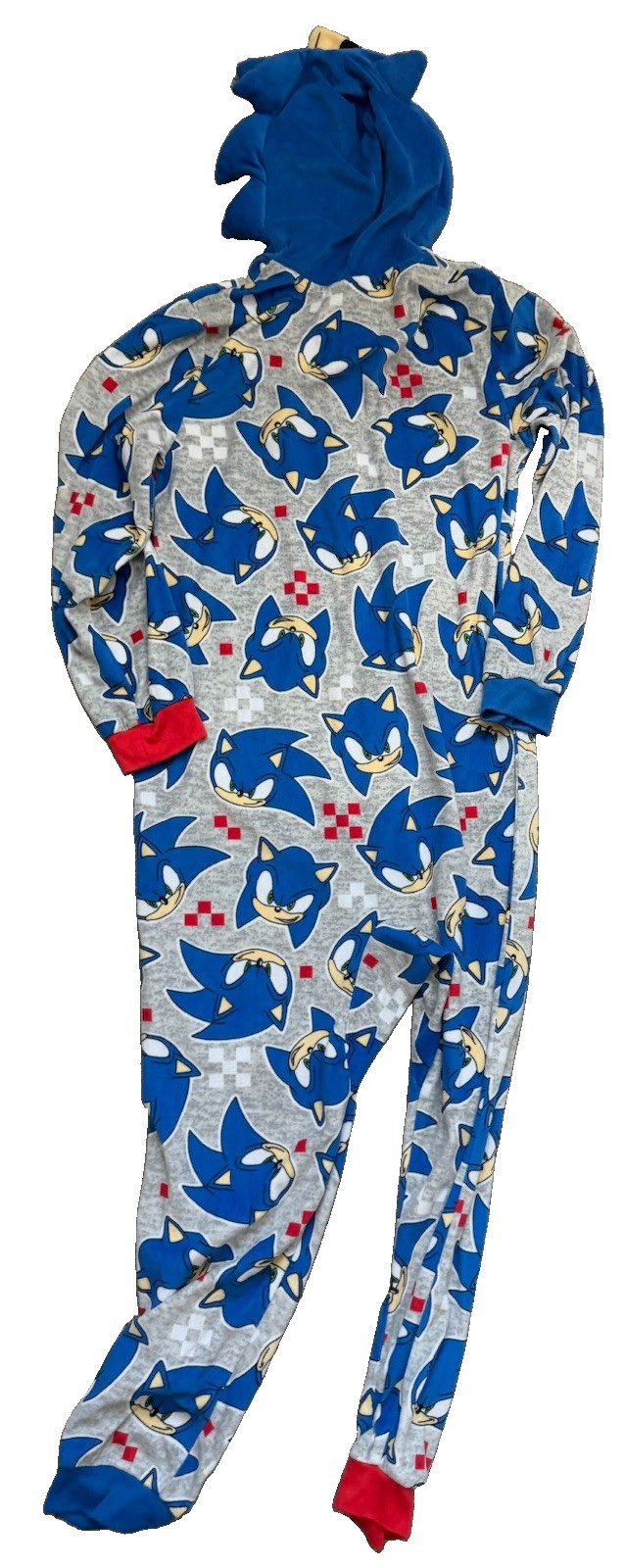 Sonic The Hedgehog Boys Hooded Fleece Zip Union Suit Pajamas L/G 10/12 Blue