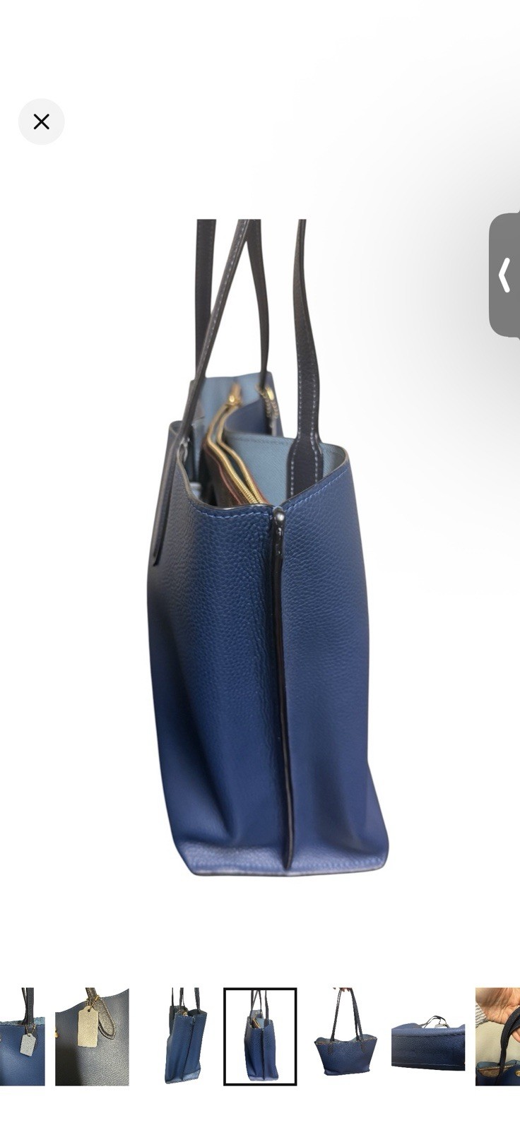 Coach Willow Blue Pebbled Tote Turnlock & Zip Gold Hardware w/ Wristlet