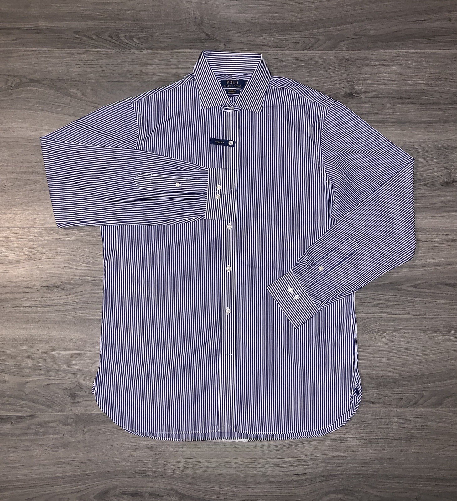 Polo Ralph Lauren Regent Custom Fit Button Up Poplin Shirt Striped Men’s Sz 15.5