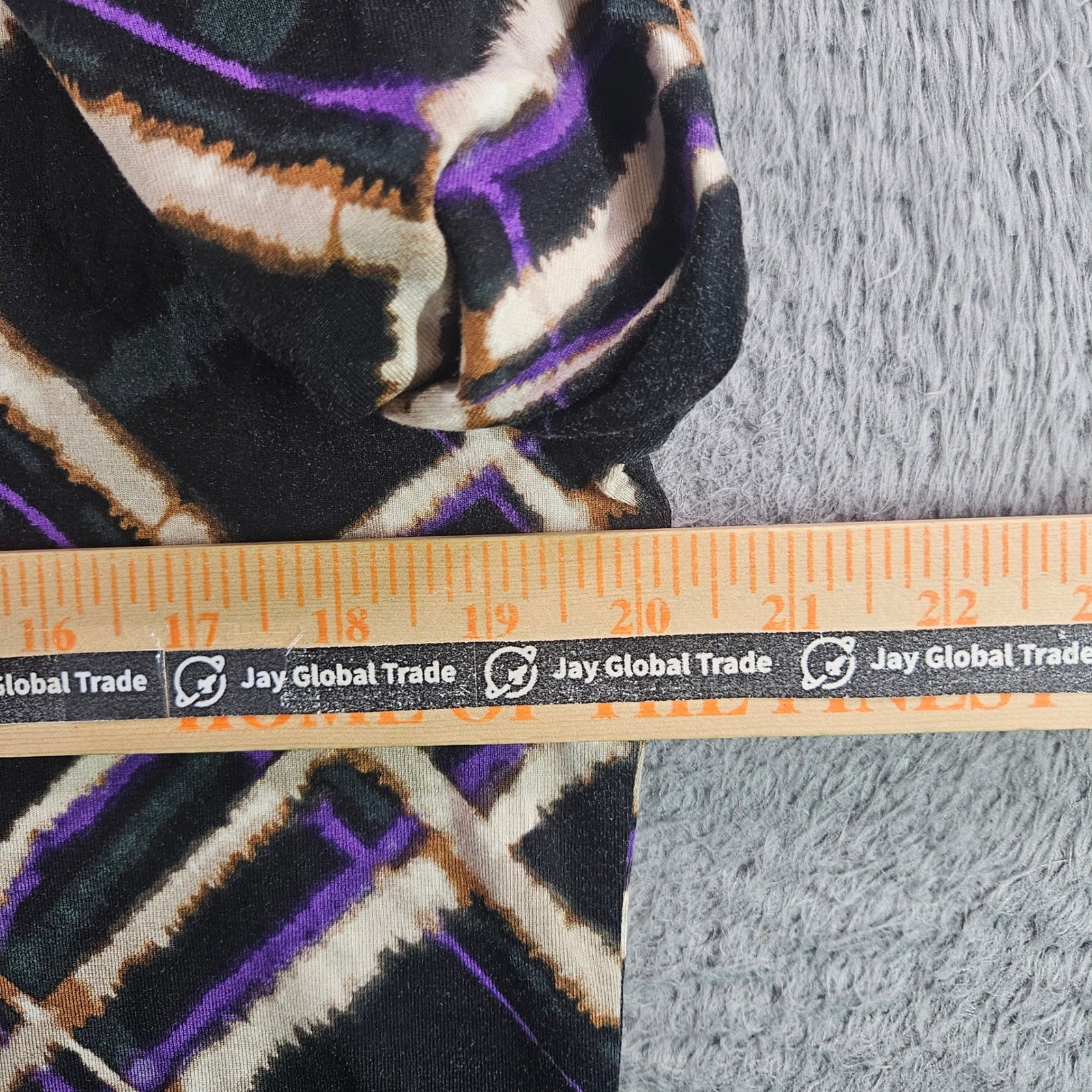Chicos Womens Mock Neck Top Size 2 Large Black Purple Plaid Long Sleeve Rayon