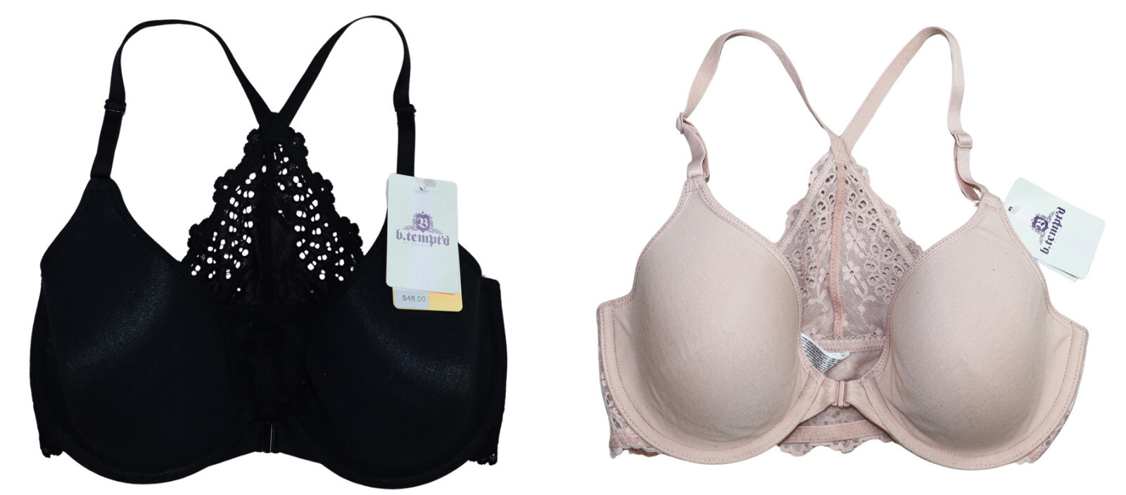 b.tempt’d Underwire Lace Back Lightly Padded Solid Color Women’s Bra NWT