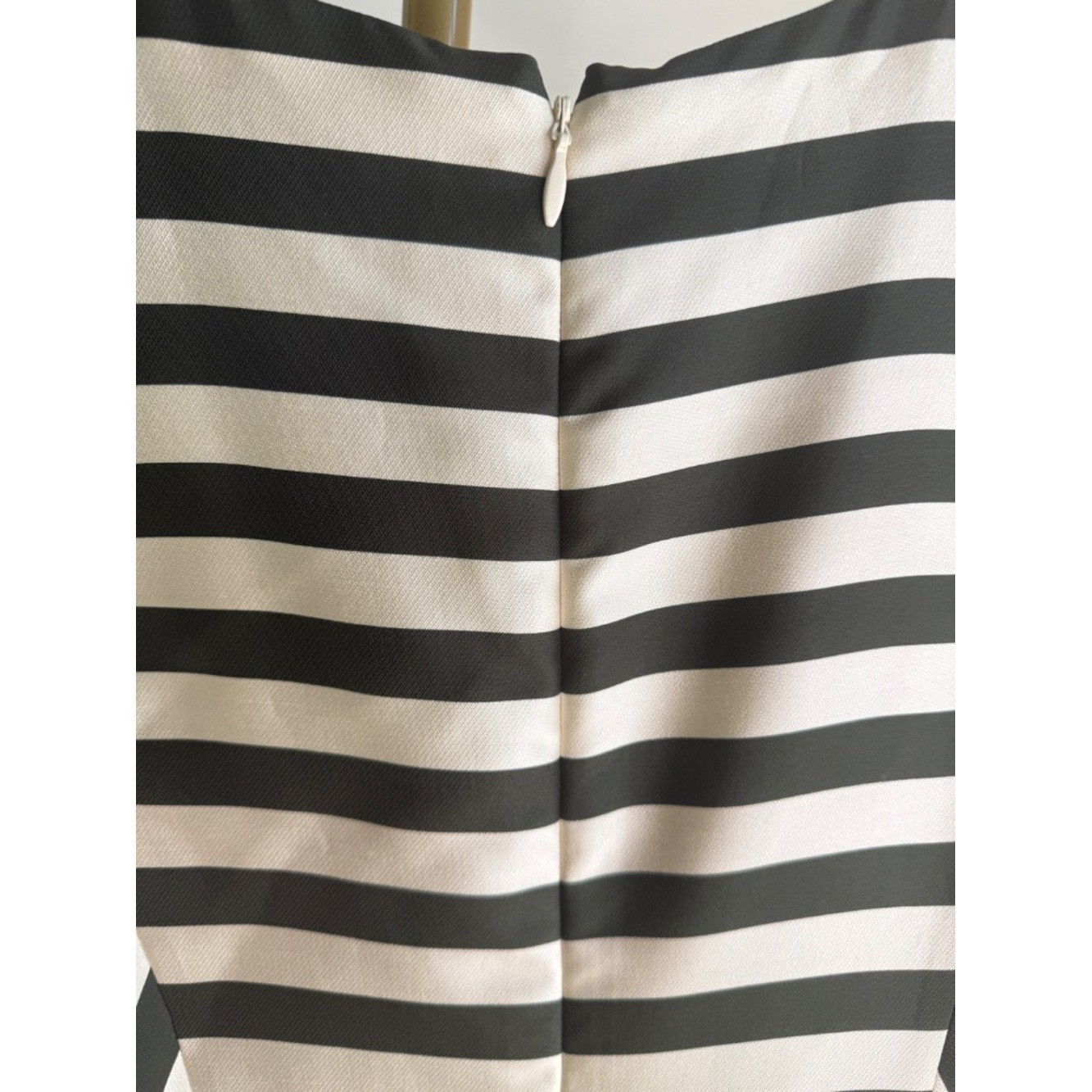 Lord & Taylor Black Ivory Striped Fit Flare Dress Women 14 Full Skirt Midi