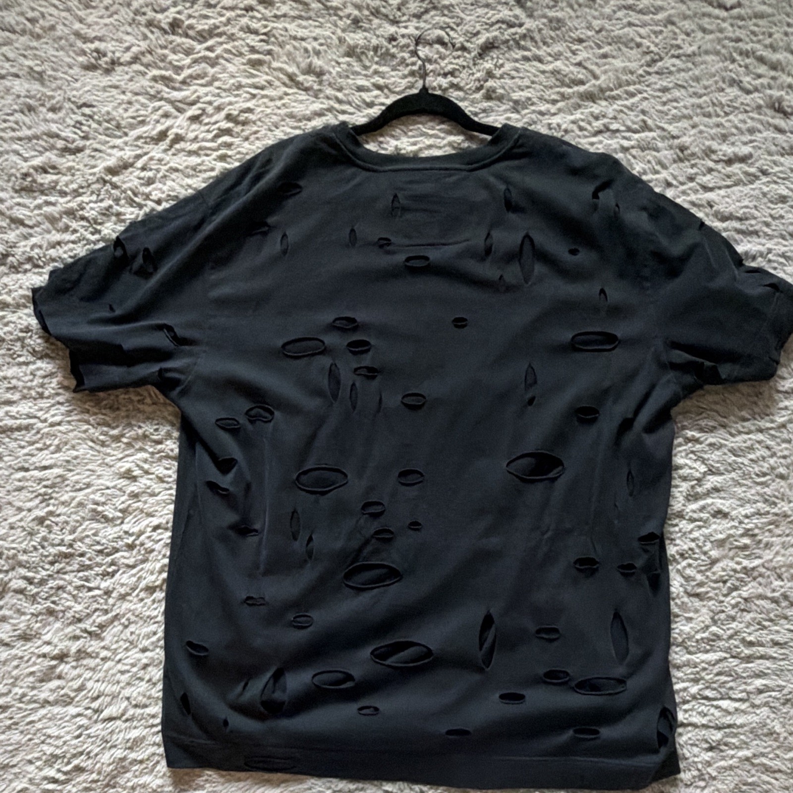 Givenchy Men’s Black XXL Crew Neck Short Sleeve Distressed Logo T-Shirt