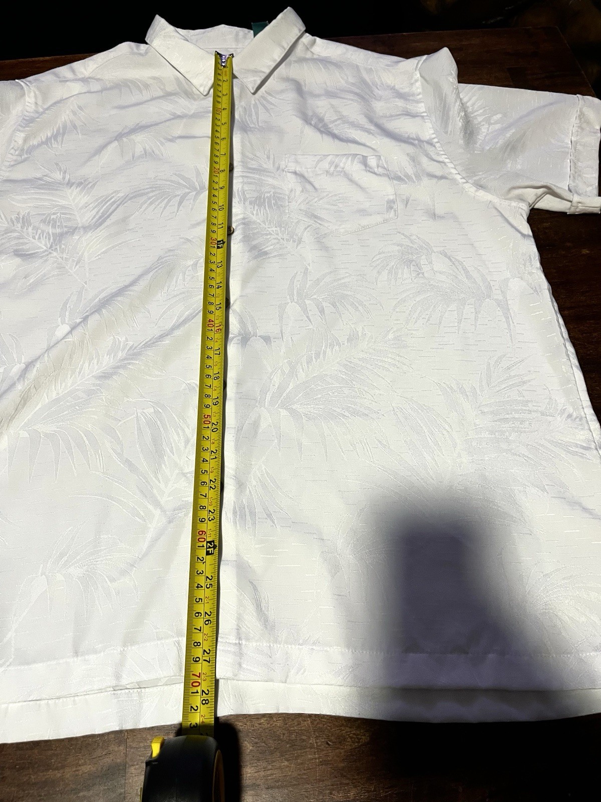 XL Cubavera White/ White Floral Short Sleeve Button Down With Collar