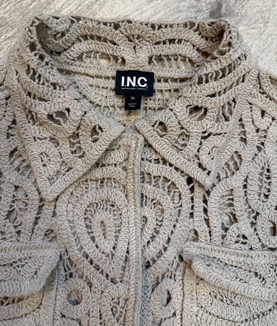 I.N.C. International Concepts Collared Crochet Sweater Jacket XL BRAND NEW!