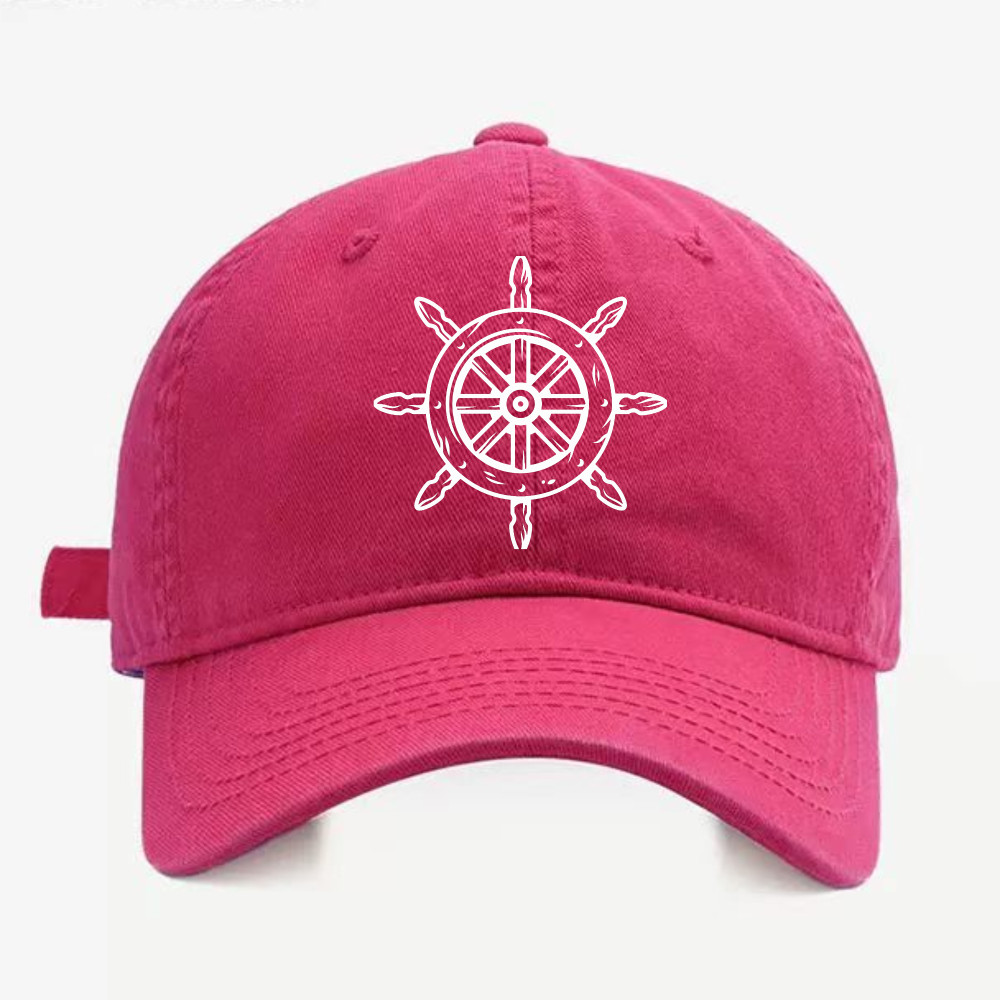 Nautical Ship Wheel Dad Hat | Vintage Washed Unisex Casual Cap