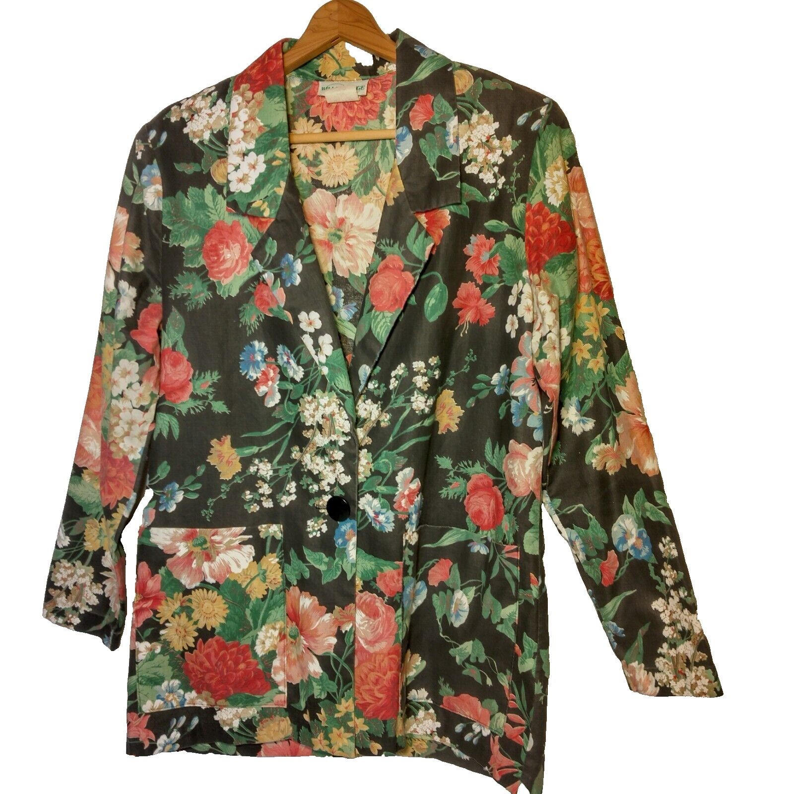 Vintage Willow Ridge Blazer Womens Size 6 Floral Peony Morning Glory Cottagecore