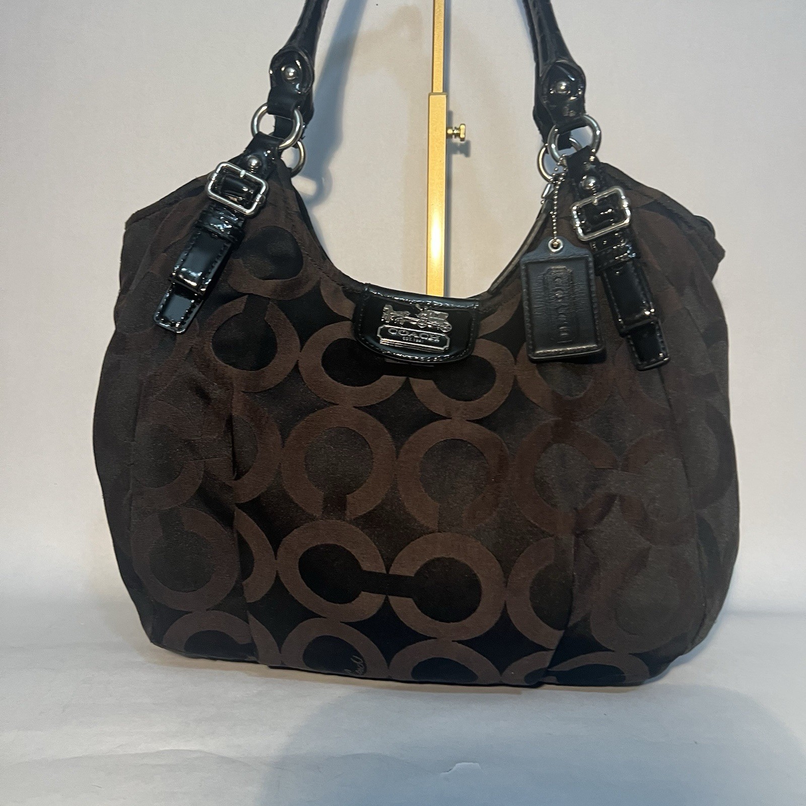 COACH Madison Op Art Lurex Signature Abigail Shoulder Purse