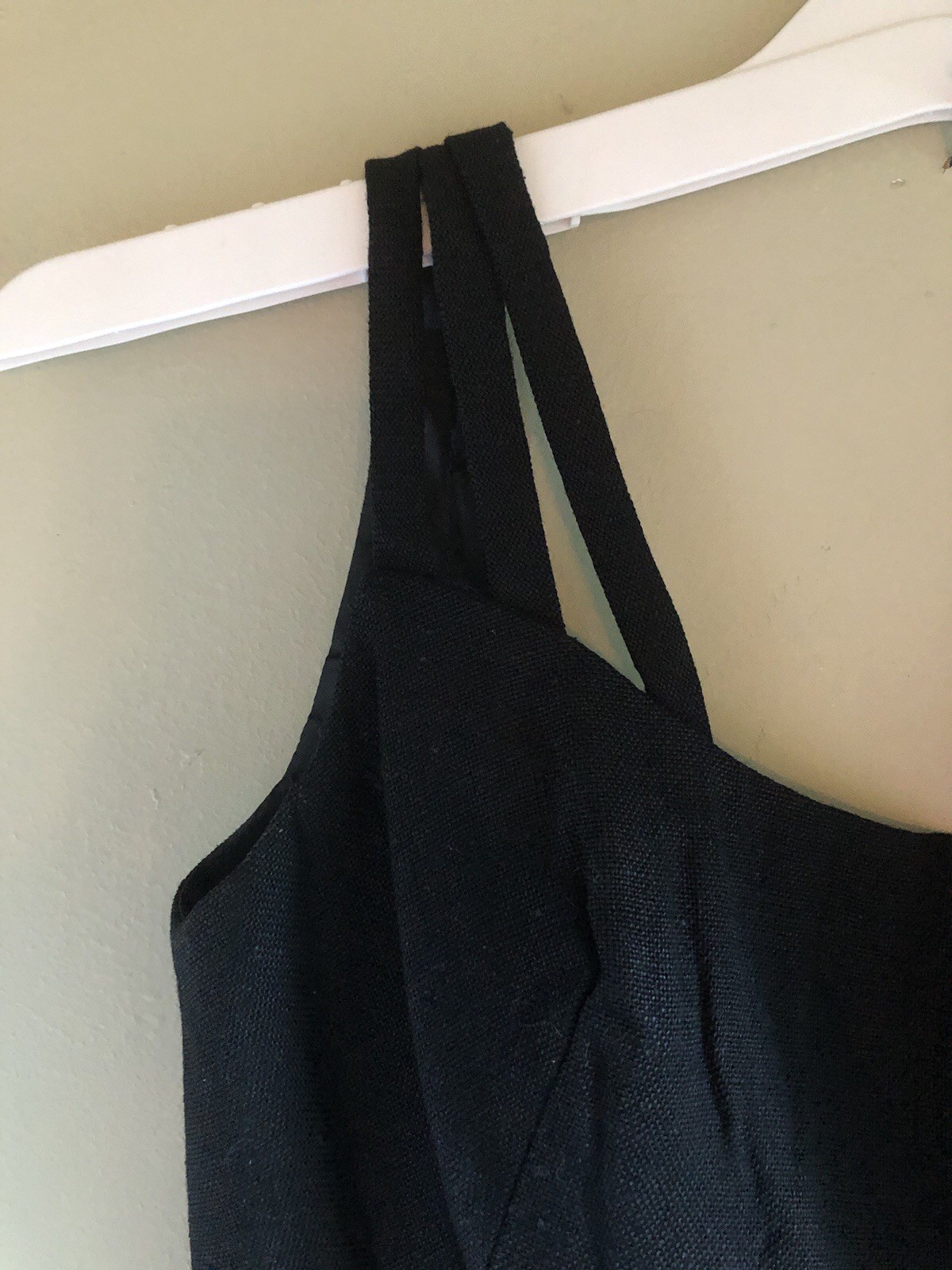Mid-Century Vtg 1960s Lord & Taylor Marimekko Style Black Linen Maxi Dress ILGWU