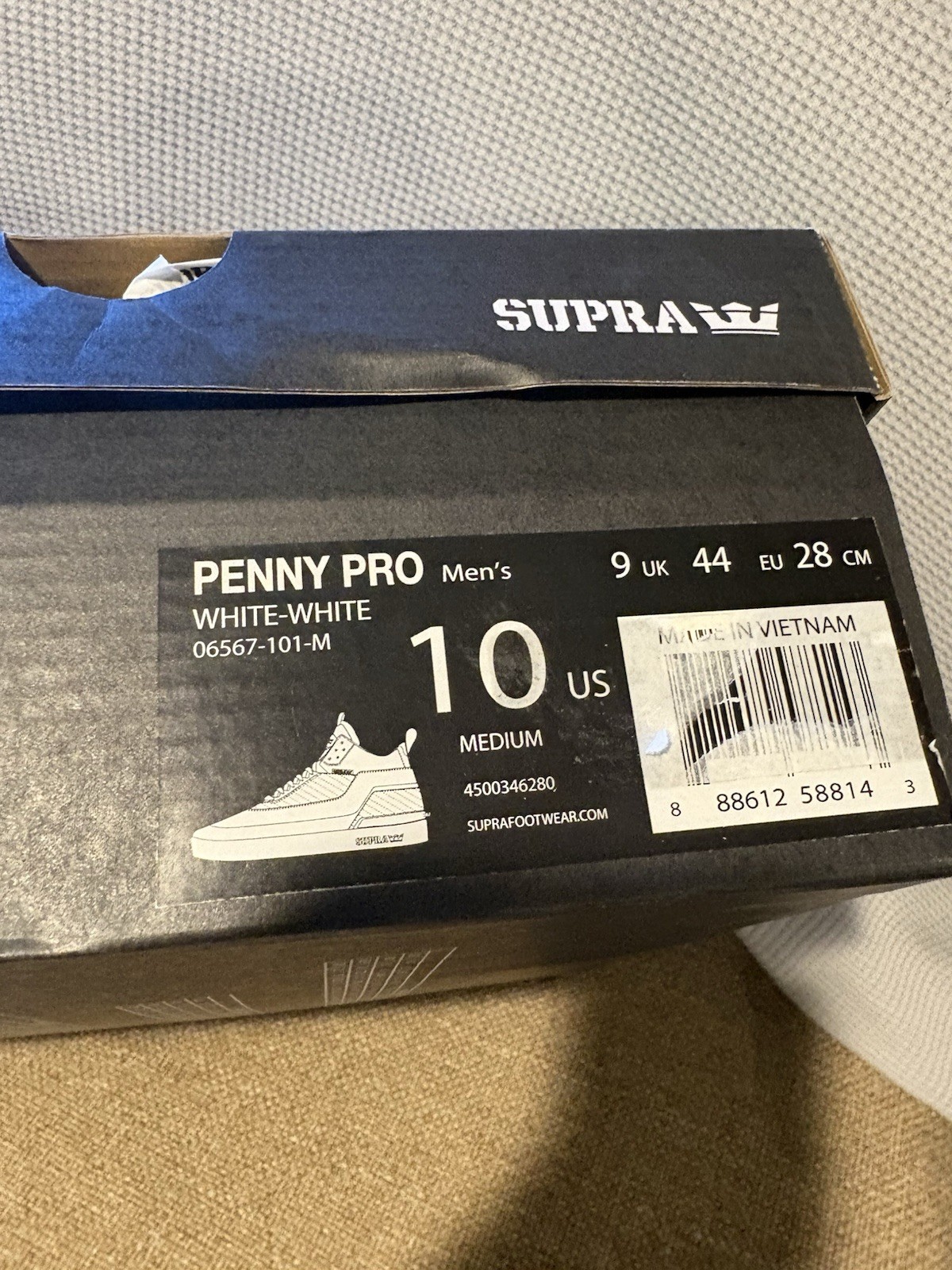 Supra Penny Pro Size 10 White New