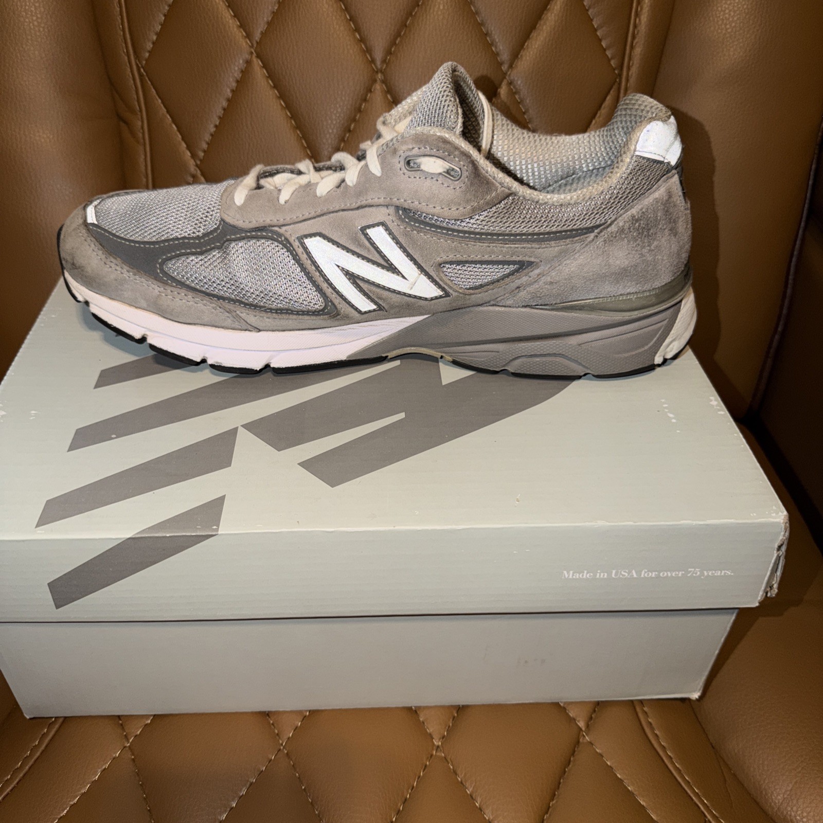 New Balance 990V4 Men Size 12 D Made In The USA Grey Silver Running Shoe U990GR4