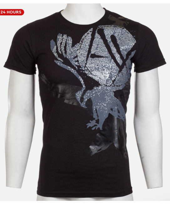 ARMANI EXCHANGE Black EAGLE Short Sleeve Slim Fit Designer Mens T-shirt NWT