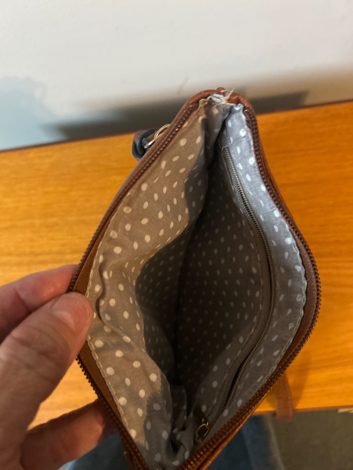 Faux leather zippered crossbody
