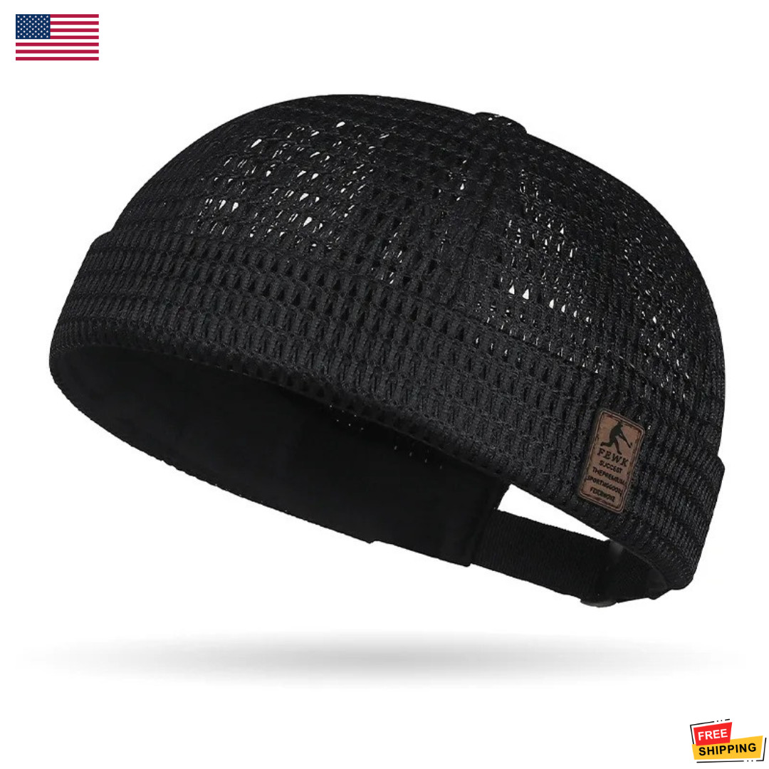 Men Breathable Quick Dry Mesh Skullcap Hat Summer Brimless Adjustable Sun Cap❥