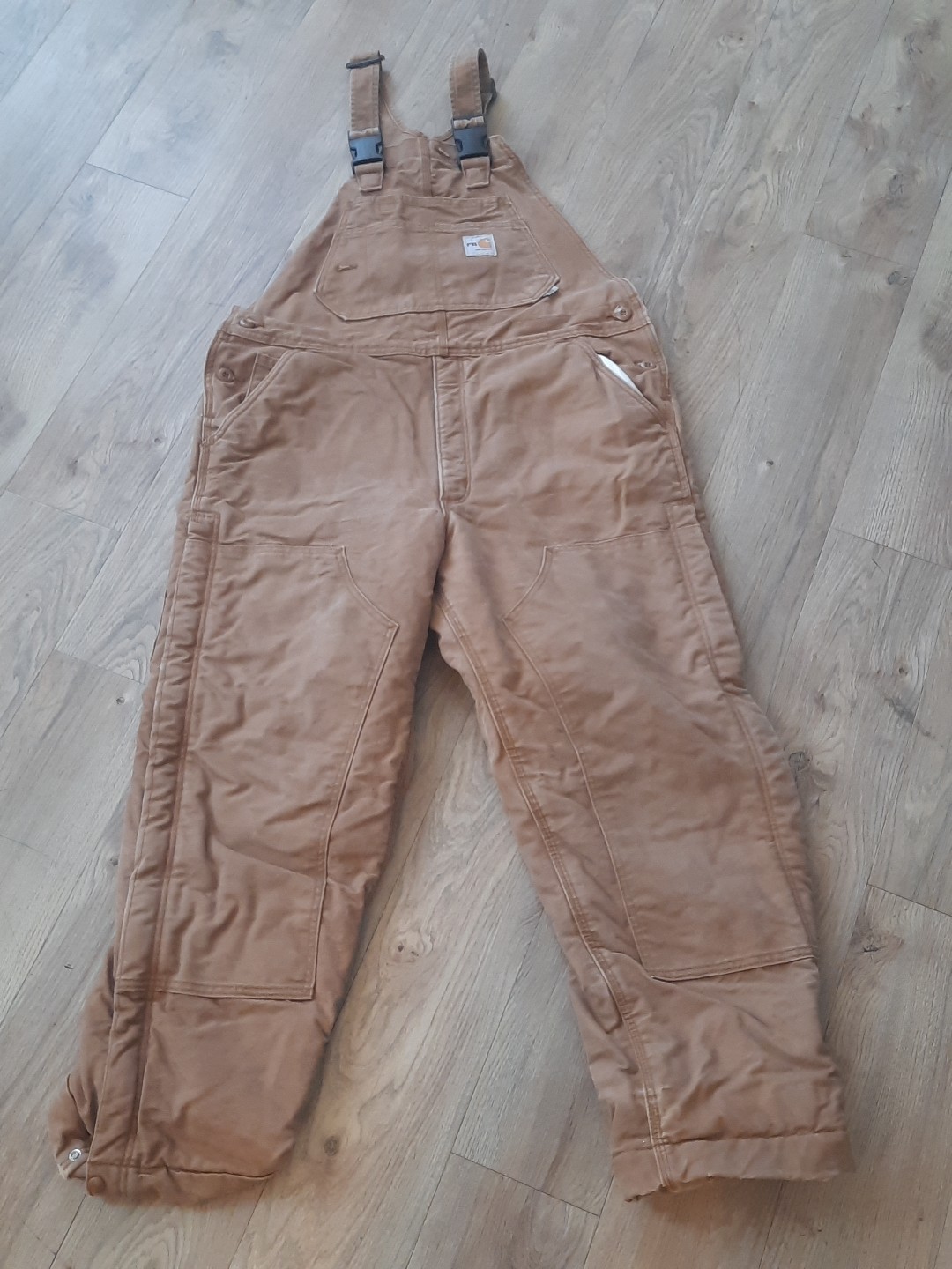 Carhartt Overalls 34×30 Brown Duck Canvas Work Bib Double Knee RN# 14806