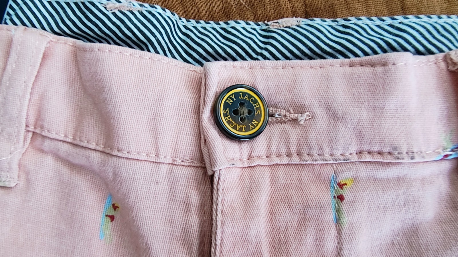 Jachs NY Pink Surfer Print Twill Shorts Size 34 (Appx 37″W) Stretch Classic New