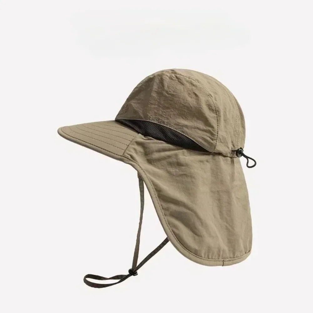 Wide Brim Waterproof Quick-Dry Sun Hat with Neck Flap Breathable Mesh Hiking Cap