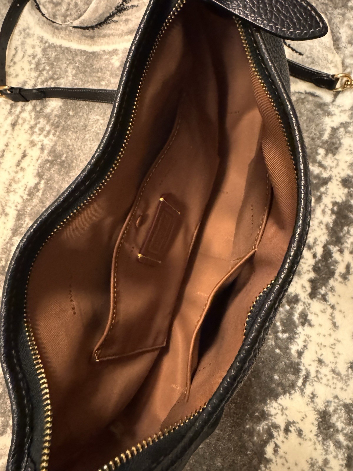 Coach Cary Large Black Pebbled Bag