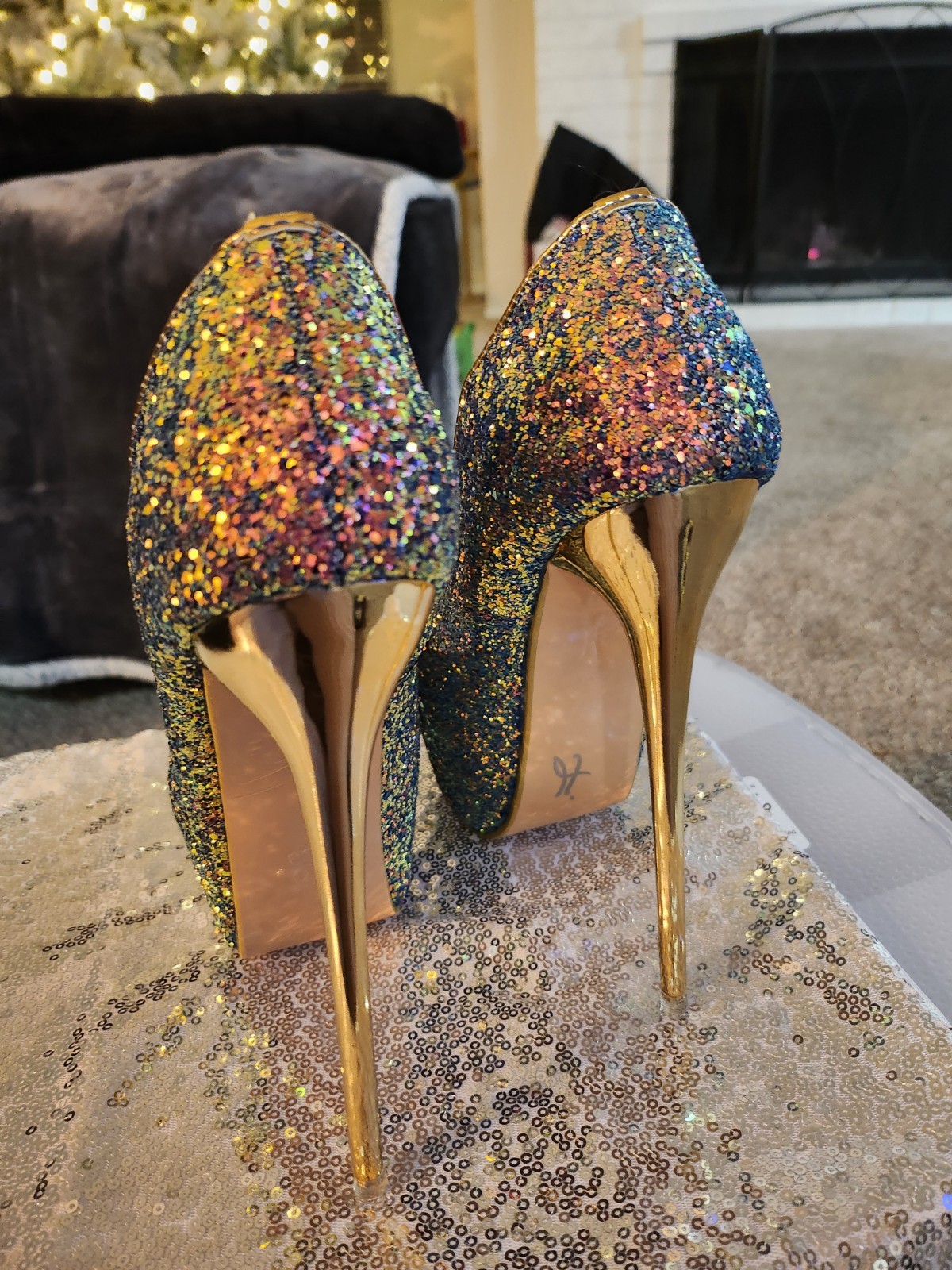 Women Mens Glitter Platform Stilettos Heels Cross Dresser Size 6.5 Womens EU 37