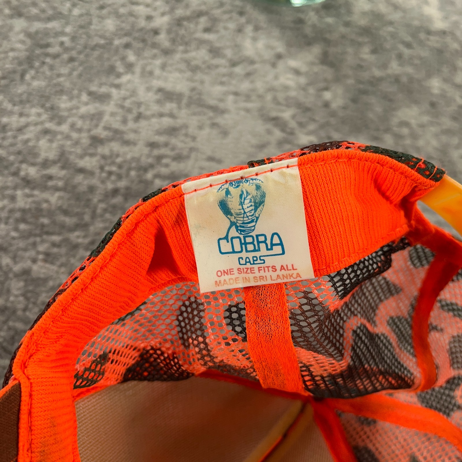 Vintage Trucker Hat Rope Cap Mens Snapback Safety Orange Camouflage 90s Outdoor