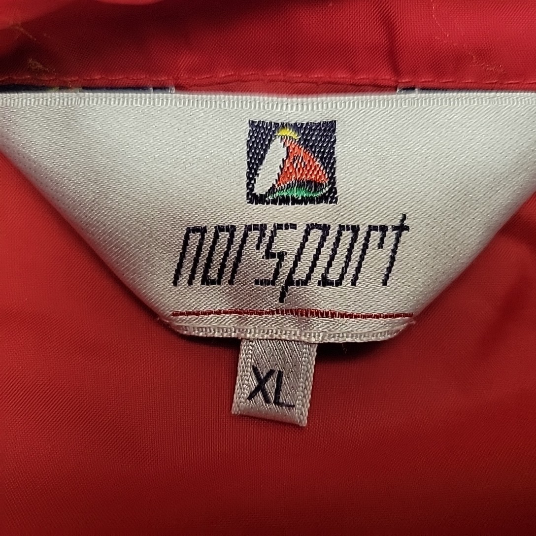VTG Norsport Jacket Men Extra Large Red Nylon Full Zip Windbreaker Unlined Retro