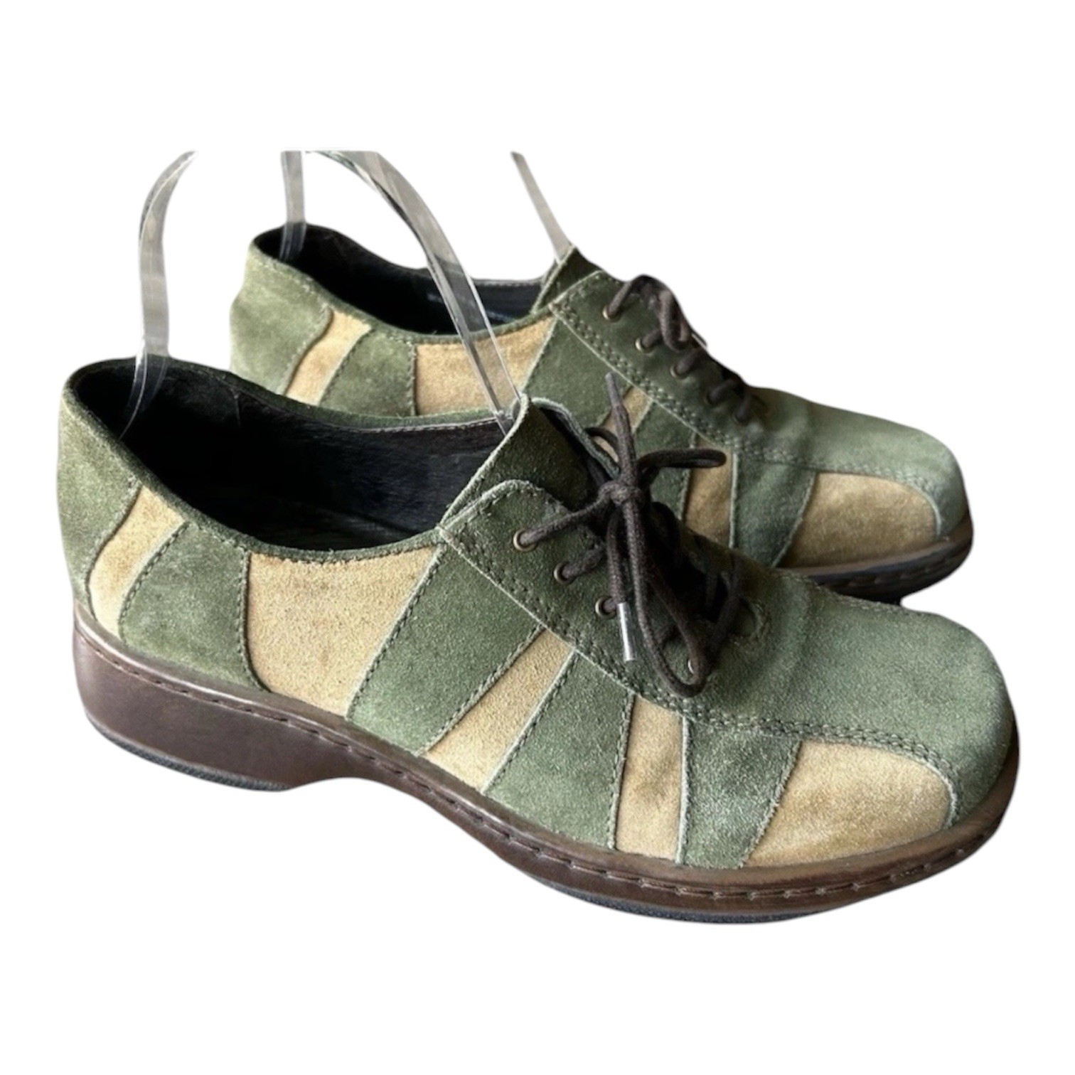 Dansko Elise Vintage Portugal Suede Oxford Shoes Green Tan Colorblock EU 38 US 8