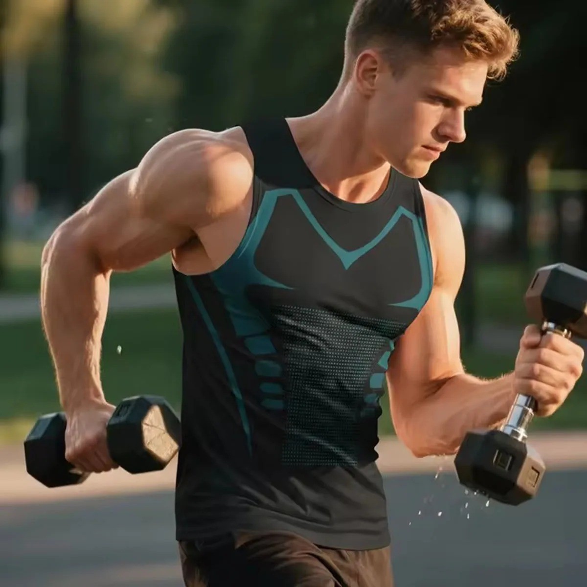 Men Compression Shirt Version Ionic Shaping Sleeveless Vest Sport Tank Top S-2XL