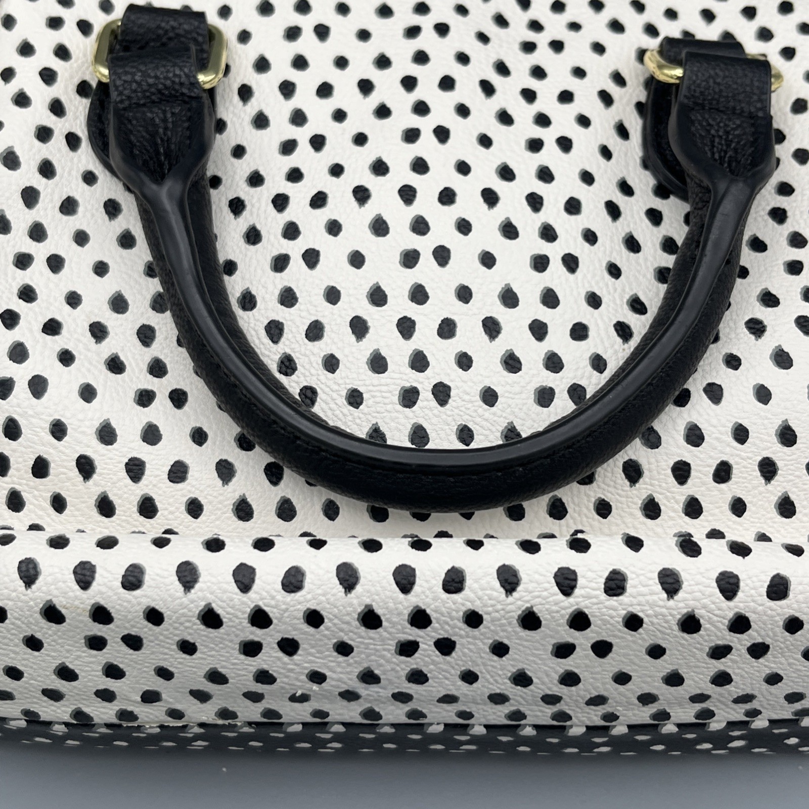 Betsey Johnson Polka Dot Shoulder Bag Purse Black & White Turquoise Bow Charm