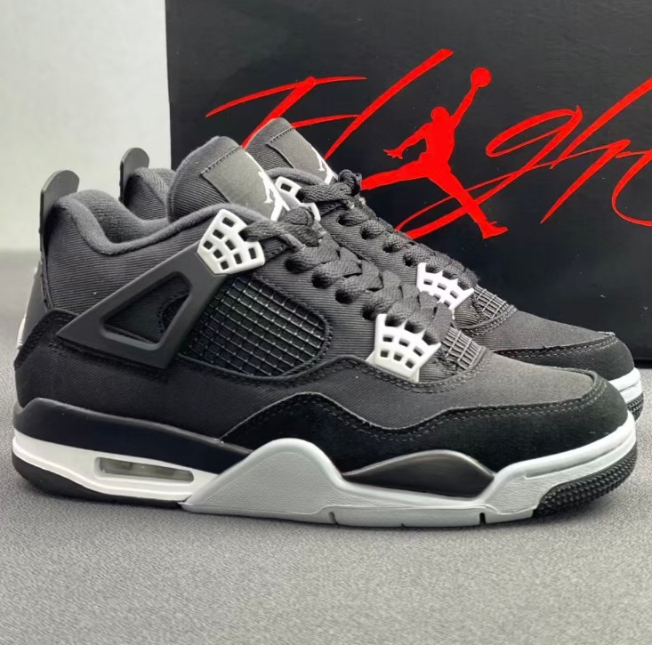 Size US 7-12 Jordan 4 SE “Black Canvas” Retro Basketball Shoes DH7138-006