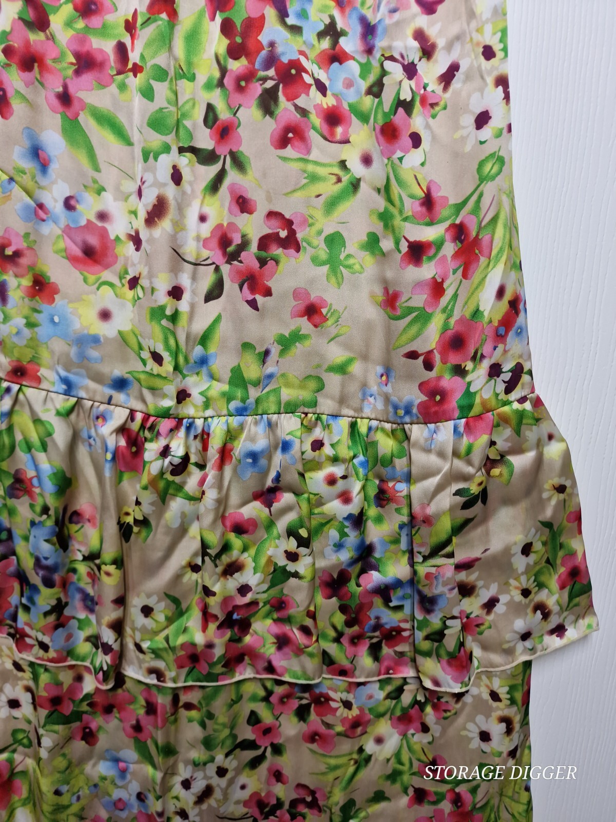 Old Navy Maxi Dress Womens Small Multicolor Floral Ruffle Spaghetti Strap Preppy