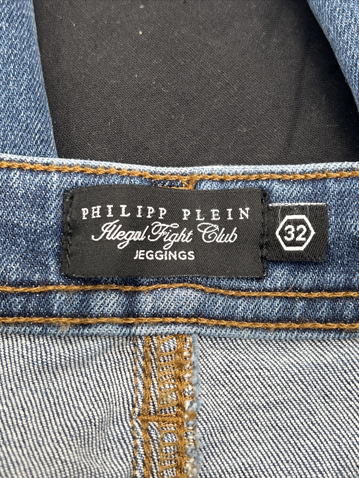PHILIPP PLEIN ARINA Women’s Jegging Crocco Logo Blue Jeans Size 32 F18C