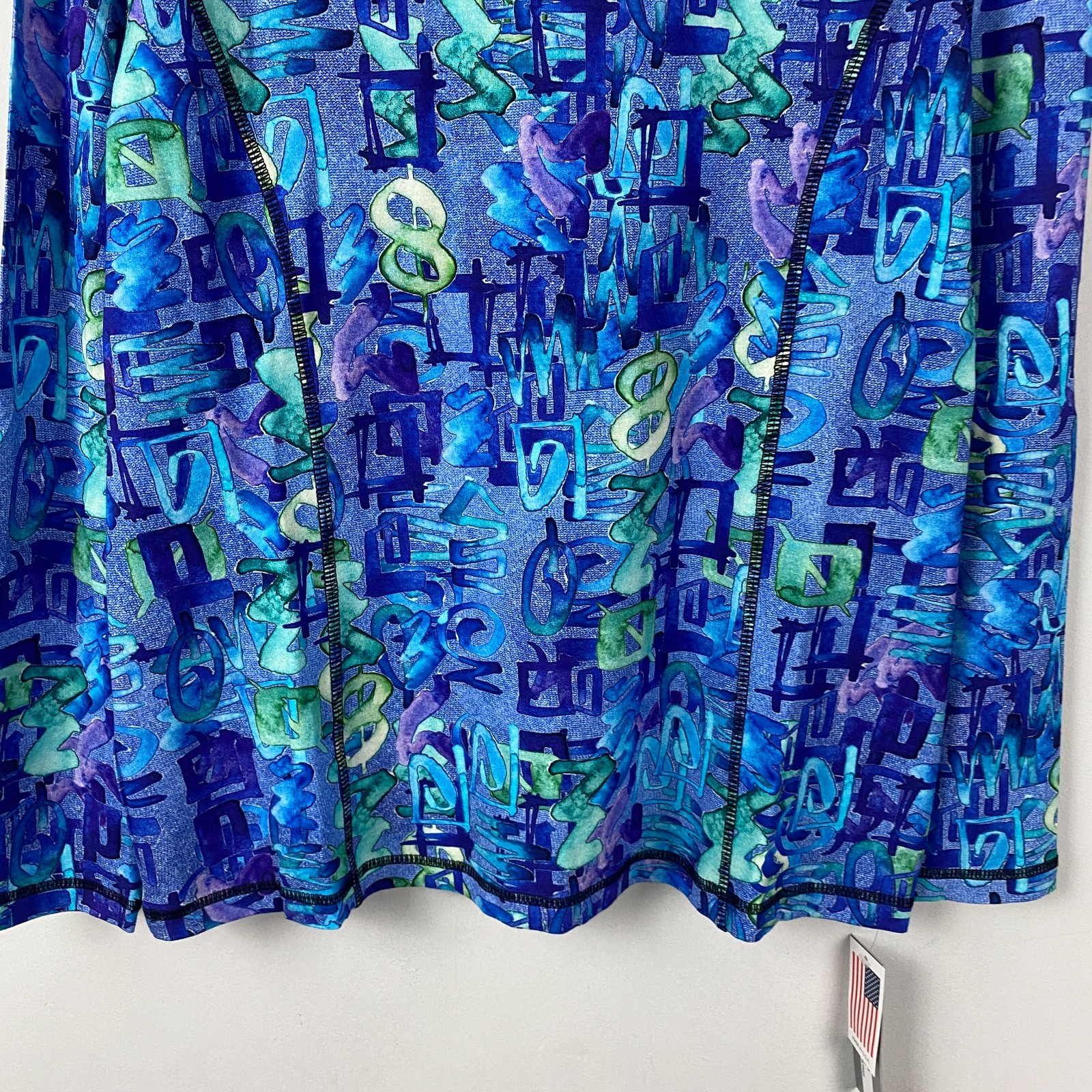 Snoskins Turtleneck Base Layer Top Womens Large Blue Hieroglyphics Stretch