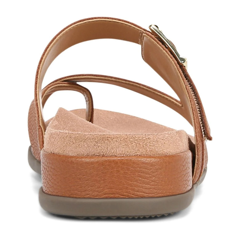 Hot Deal Vionic Carmela Strappy Slide Sandal, Tan Leather