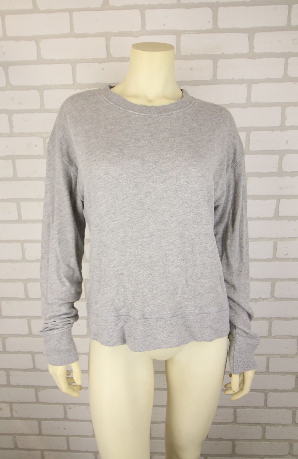Perfect White Tee Crewneck Sweatshirt Womens S Heather Grey READ Flaws Hole