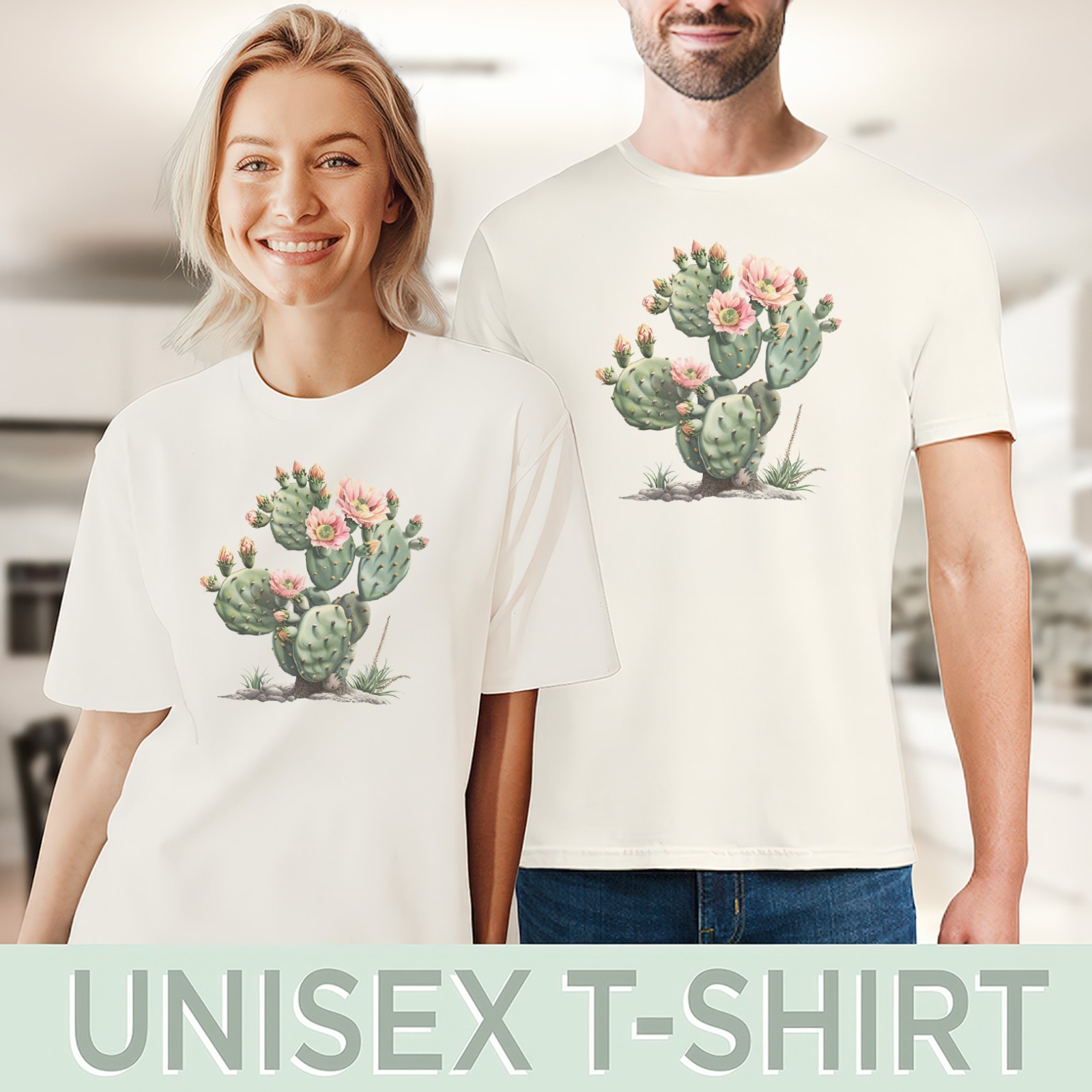 Cactus Flower Graphic Tee Prickly Pear Blossom Desert Plant Shirt