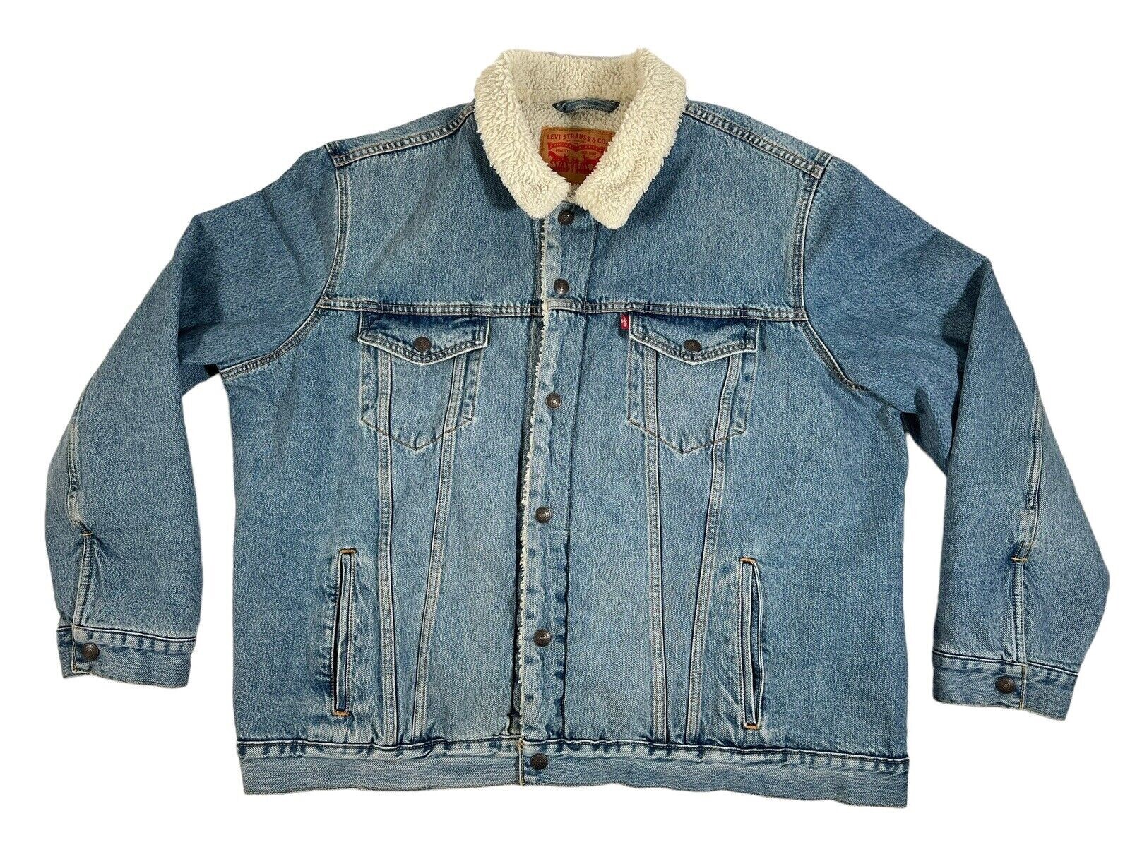 Levi’s Men’s Big & Tall Sherpa Trucker Jacket Blue Denim 384870003