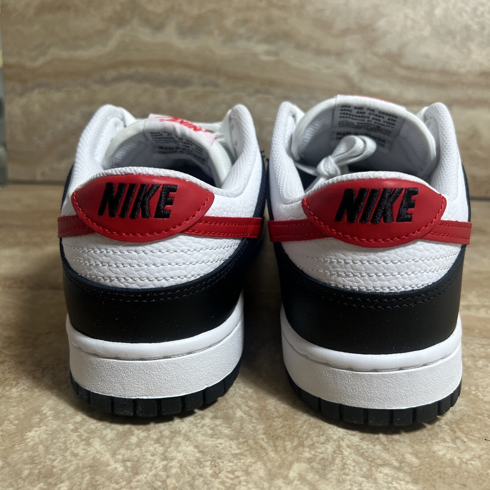 Nike Dunk Low Retro Red Swoosh Panda Black White Shoes Men’s Sizes 8-14
