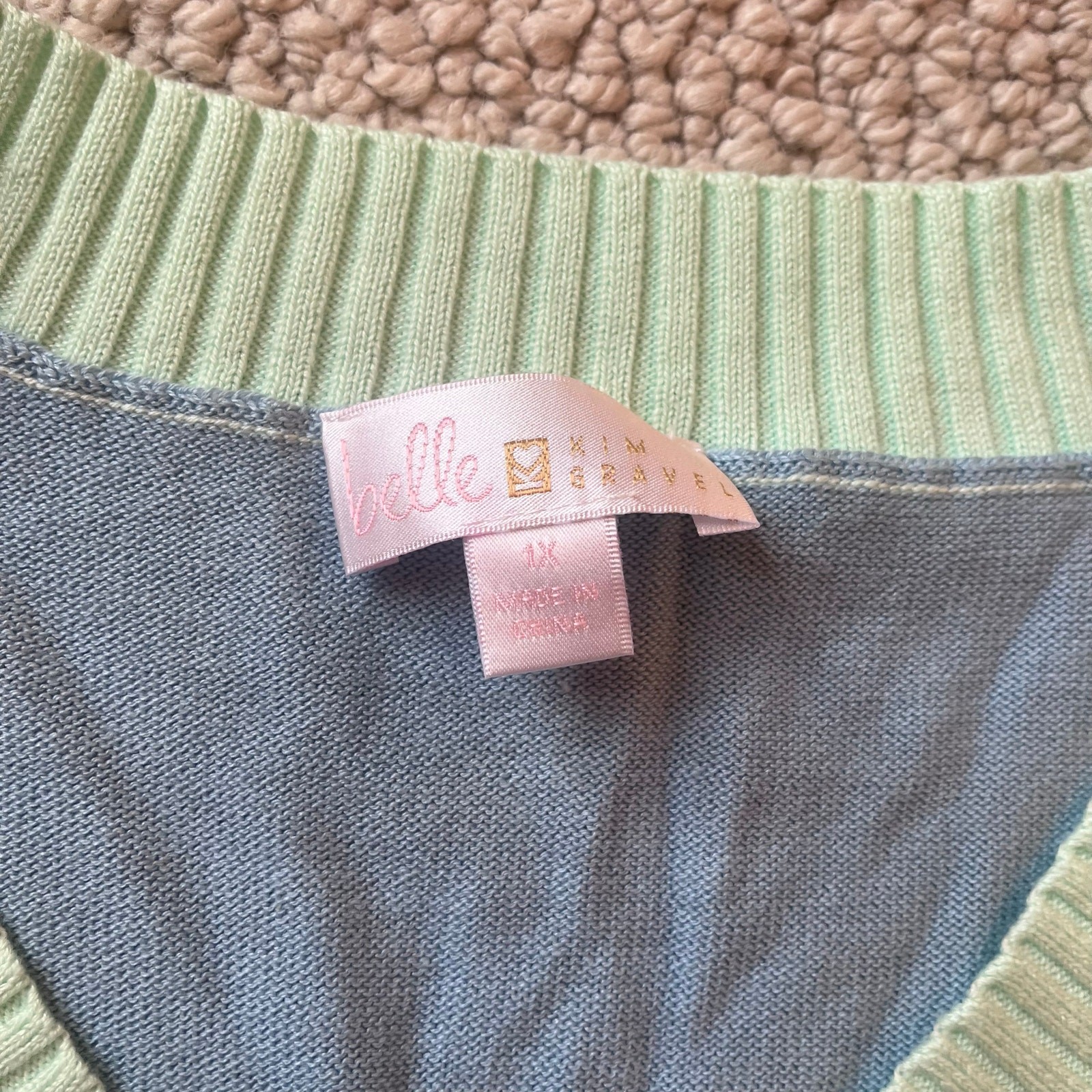Belle by Kim Gravel Laguna Blue Pop of Color Color Block Sweater