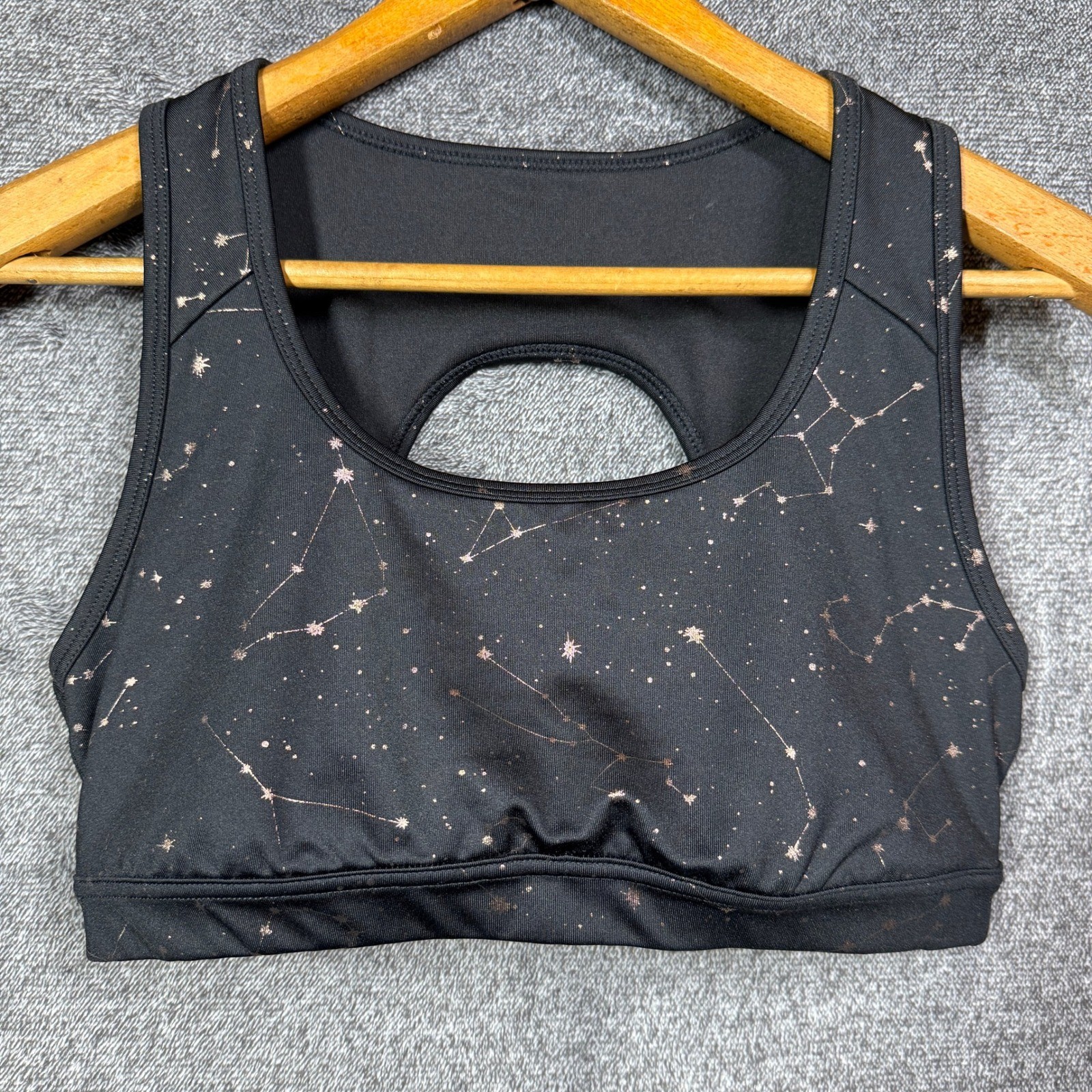 JoyLab Sports Bra Womens L Black Rose Gold Constellation Keyhole Back