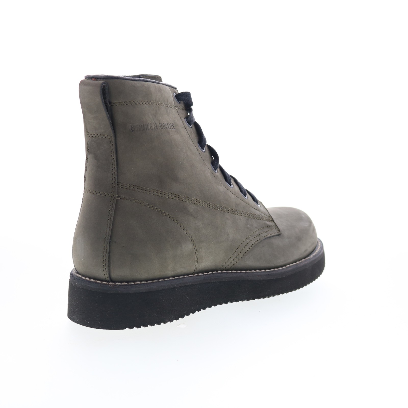 Broken Homme James Boot FB12002 Mens Green Suede Lace Up Casual Dress Boots