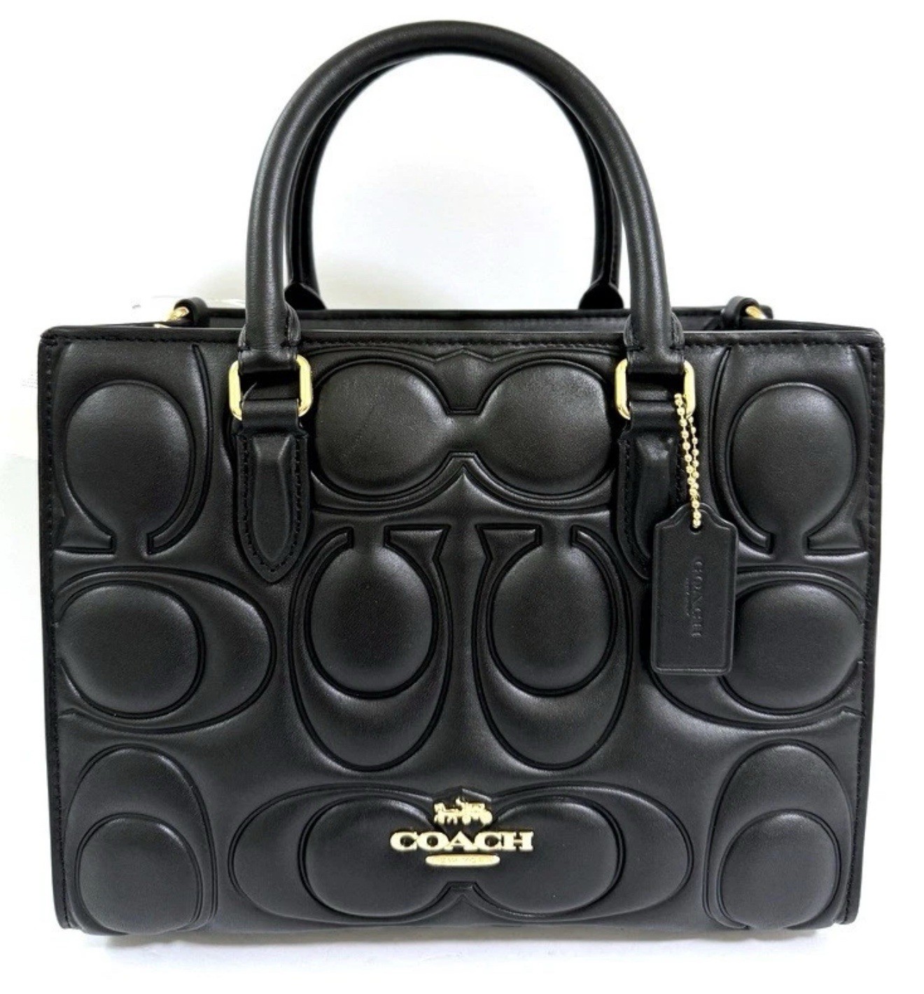 Coach Maggie Small Tote Bag Signature Leather CY670 Black