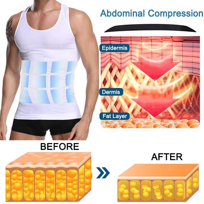 MENS SLIMMING BODY SHAPER BELLY CHEST COMPRESSION VEST GIRDLE SHIRTS TANK TOP US
