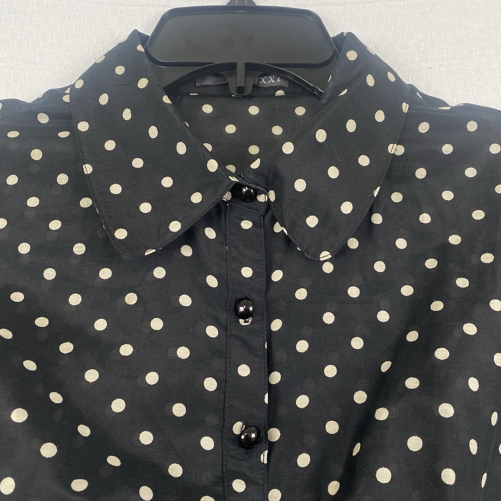 Vintage Polka Dot Dress Black Cream Silk Blend Retro Pin Up Rockabilly Fit Flare